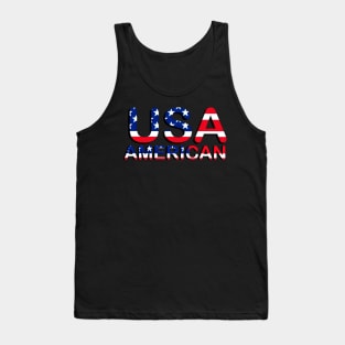 Patriotic American Flag Typography for Men, Women & Kids" Tank Top